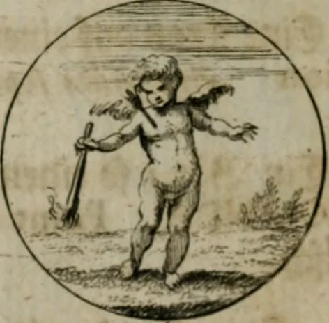 An illustration from Devises et emblemes anciennes & modernes, tirées des plus celebres auteurs, oder, Emblematische Gemüths-Vergnügung : bey Betrachtung siben hundert und funffzehen der curieusesten und ergötzlichen Sinn-Bildern, mit ihren zuständigen teutsch-lateinisch-französisch- und italianischen Beyschrifften, 1695, leaf 18