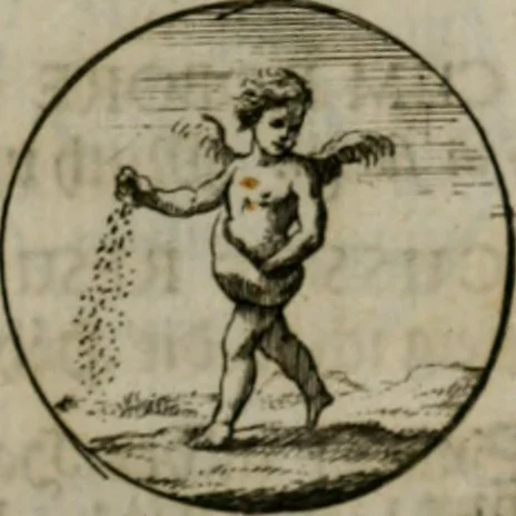 An illustration from Devises et emblemes anciennes & modernes, tirées des plus celebres auteurs, oder, Emblematische Gemüths-Vergnügung : bey Betrachtung siben hundert und funffzehen der curieusesten und ergötzlichen Sinn-Bildern, mit ihren zuständigen teutsch-lateinisch-französisch- und italianischen Beyschrifften, 1695, leaf 24