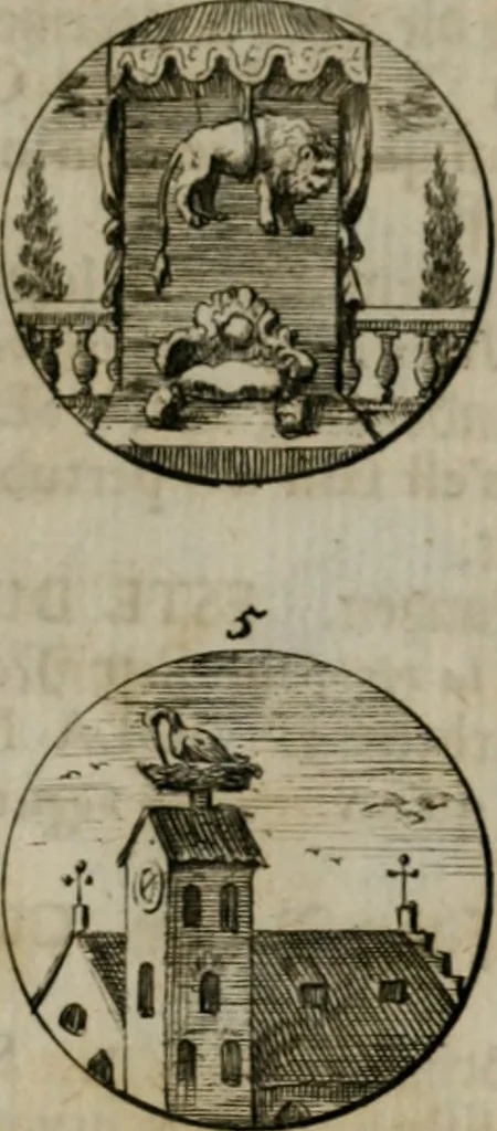 An illustration from Devises et emblemes anciennes & modernes, tirées des plus celebres auteurs, oder, Emblematische Gemüths-Vergnügung : bey Betrachtung siben hundert und funffzehen der curieusesten und ergötzlichen Sinn-Bildern, mit ihren zuständigen teutsch-lateinisch-französisch- und italianischen Beyschrifften, 1695, leaf 28