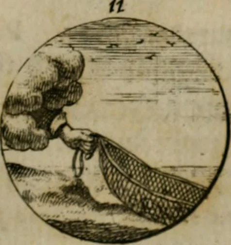 An illustration from Devises et emblemes anciennes & modernes, tirées des plus celebres auteurs, oder, Emblematische Gemüths-Vergnügung : bey Betrachtung siben hundert und funffzehen der curieusesten und ergötzlichen Sinn-Bildern, mit ihren zuständigen teutsch-lateinisch-französisch- und italianischen Beyschrifften, 1695, leaf 28