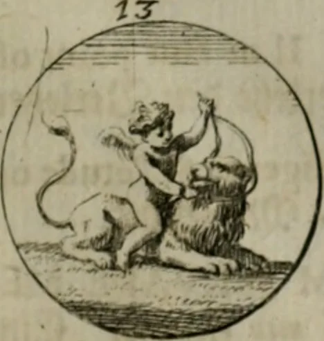 An illustration from Devises et emblemes anciennes & modernes, tirées des plus celebres auteurs, oder, Emblematische Gemüths-Vergnügung : bey Betrachtung siben hundert und funffzehen der curieusesten und ergötzlichen Sinn-Bildern, mit ihren zuständigen teutsch-lateinisch-französisch- und italianischen Beyschrifften, 1695, leaf 32