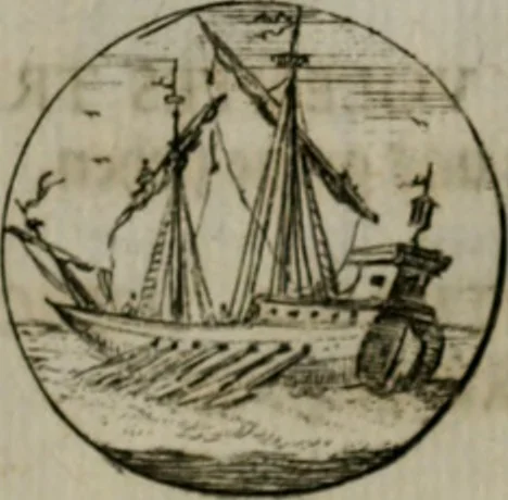 An illustration from Devises et emblemes anciennes & modernes, tirées des plus celebres auteurs, oder, Emblematische Gemüths-Vergnügung : bey Betrachtung siben hundert und funffzehen der curieusesten und ergötzlichen Sinn-Bildern, mit ihren zuständigen teutsch-lateinisch-französisch- und italianischen Beyschrifften, 1695, leaf 34