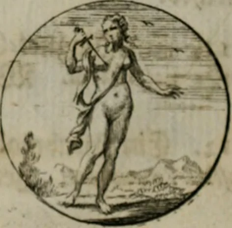 An illustration from Devises et emblemes anciennes & modernes, tirées des plus celebres auteurs, oder, Emblematische Gemüths-Vergnügung : bey Betrachtung siben hundert und funffzehen der curieusesten und ergötzlichen Sinn-Bildern, mit ihren zuständigen teutsch-lateinisch-französisch- und italianischen Beyschrifften, 1695, leaf 34