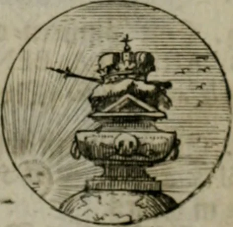 An illustration from Devises et emblemes anciennes & modernes, tirées des plus celebres auteurs, oder, Emblematische Gemüths-Vergnügung : bey Betrachtung siben hundert und funffzehen der curieusesten und ergötzlichen Sinn-Bildern, mit ihren zuständigen teutsch-lateinisch-französisch- und italianischen Beyschrifften, 1695, leaf 36