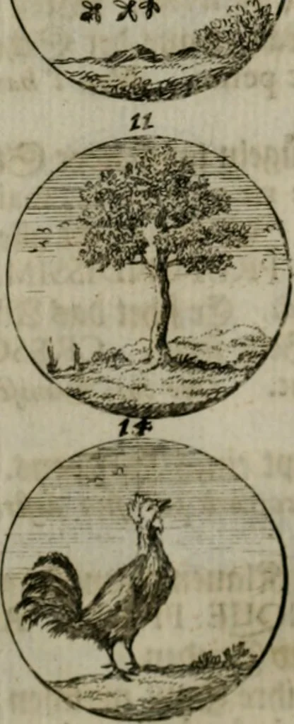 An illustration from Devises et emblemes anciennes & modernes, tirées des plus celebres auteurs, oder, Emblematische Gemüths-Vergnügung : bey Betrachtung siben hundert und funffzehen der curieusesten und ergötzlichen Sinn-Bildern, mit ihren zuständigen teutsch-lateinisch-französisch- und italianischen Beyschrifften, 1695, leaf 38