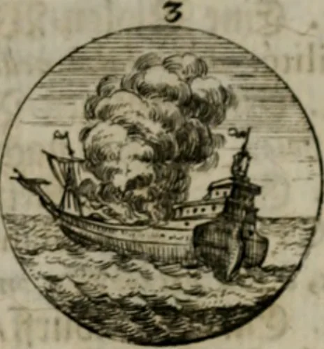 An illustration from Devises et emblemes anciennes & modernes, tirées des plus celebres auteurs, oder, Emblematische Gemüths-Vergnügung : bey Betrachtung siben hundert und funffzehen der curieusesten und ergötzlichen Sinn-Bildern, mit ihren zuständigen teutsch-lateinisch-französisch- und italianischen Beyschrifften, 1695, leaf 38