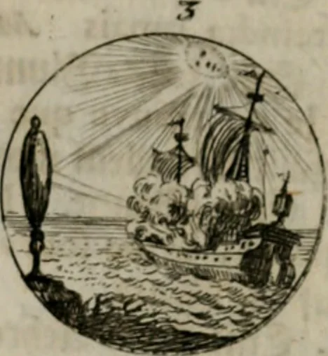 An illustration from Devises et emblemes anciennes & modernes, tirées des plus celebres auteurs, oder, Emblematische Gemüths-Vergnügung : bey Betrachtung siben hundert und funffzehen der curieusesten und ergötzlichen Sinn-Bildern, mit ihren zuständigen teutsch-lateinisch-französisch- und italianischen Beyschrifften, 1695, leaf 44