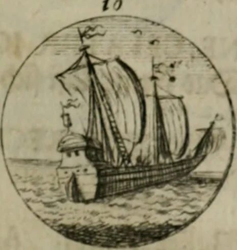 An illustration from Devises et emblemes anciennes & modernes, tirées des plus celebres auteurs, oder, Emblematische Gemüths-Vergnügung : bey Betrachtung siben hundert und funffzehen der curieusesten und ergötzlichen Sinn-Bildern, mit ihren zuständigen teutsch-lateinisch-französisch- und italianischen Beyschrifften, 1695, leaf 44