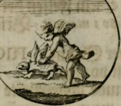 An illustration from Devises et emblemes anciennes & modernes, tirées des plus celebres auteurs, oder, Emblematische Gemüths-Vergnügung : bey Betrachtung siben hundert und funffzehen der curieusesten und ergötzlichen Sinn-Bildern, mit ihren zuständigen teutsch-lateinisch-französisch- und italianischen Beyschrifften, 1695, leaf 46