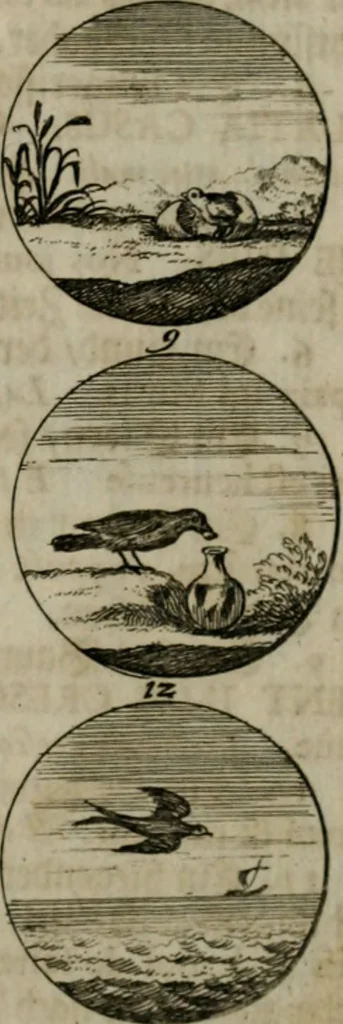 An illustration from Devises et emblemes anciennes & modernes, tirées des plus celebres auteurs, oder, Emblematische Gemüths-Vergnügung : bey Betrachtung siben hundert und funffzehen der curieusesten und ergötzlichen Sinn-Bildern, mit ihren zuständigen teutsch-lateinisch-französisch- und italianischen Beyschrifften, 1695, leaf 54