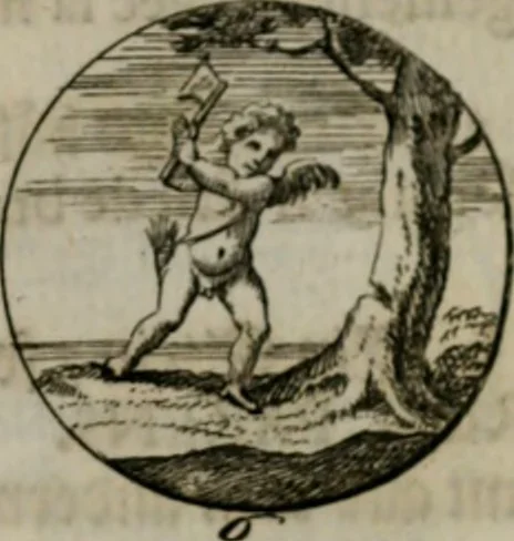 An illustration from Devises et emblemes anciennes & modernes, tirées des plus celebres auteurs, oder, Emblematische Gemüths-Vergnügung : bey Betrachtung siben hundert und funffzehen der curieusesten und ergötzlichen Sinn-Bildern, mit ihren zuständigen teutsch-lateinisch-französisch- und italianischen Beyschrifften, 1695, leaf 58