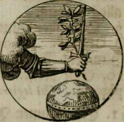 An illustration from Devises et emblemes anciennes & modernes, tirées des plus celebres auteurs, oder, Emblematische Gemüths-Vergnügung : bey Betrachtung siben hundert und funffzehen der curieusesten und ergötzlichen Sinn-Bildern, mit ihren zuständigen teutsch-lateinisch-französisch- und italianischen Beyschrifften, 1695, leaf 60