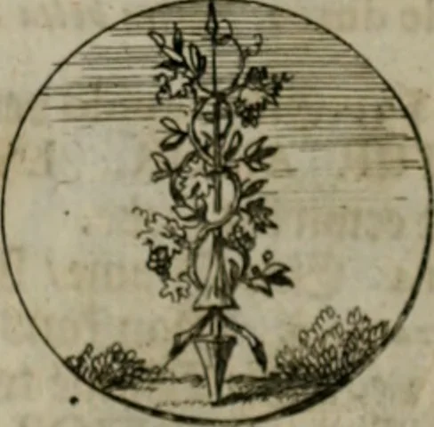 An illustration from Devises et emblemes anciennes & modernes, tirées des plus celebres auteurs, oder, Emblematische Gemüths-Vergnügung : bey Betrachtung siben hundert und funffzehen der curieusesten und ergötzlichen Sinn-Bildern, mit ihren zuständigen teutsch-lateinisch-französisch- und italianischen Beyschrifften, 1695, leaf 60