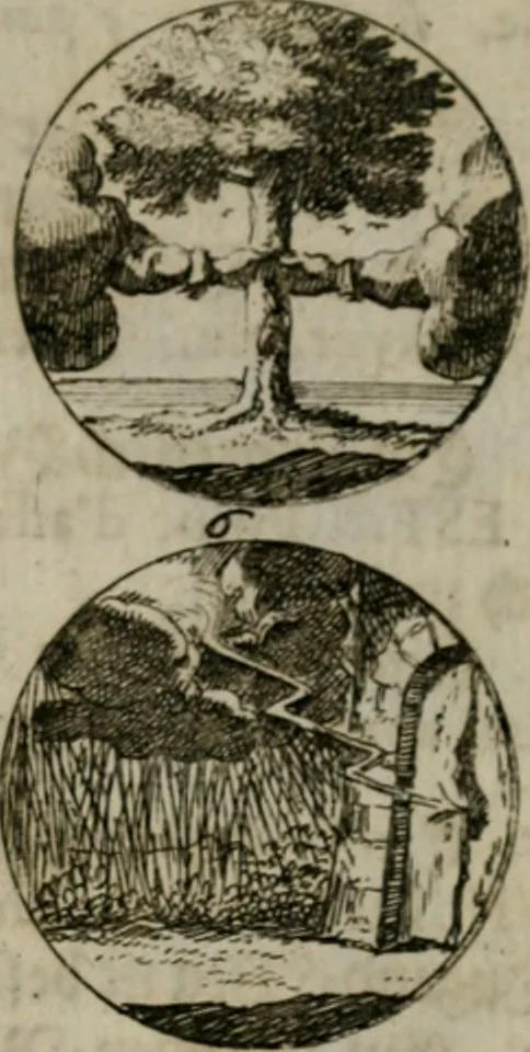 An illustration from Devises et emblemes anciennes & modernes, tirées des plus celebres auteurs, oder, Emblematische Gemüths-Vergnügung : bey Betrachtung siben hundert und funffzehen der curieusesten und ergötzlichen Sinn-Bildern, mit ihren zuständigen teutsch-lateinisch-französisch- und italianischen Beyschrifften, 1695, leaf 64