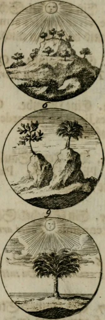 An illustration from Devises et emblemes anciennes & modernes, tirées des plus celebres auteurs, oder, Emblematische Gemüths-Vergnügung : bey Betrachtung siben hundert und funffzehen der curieusesten und ergötzlichen Sinn-Bildern, mit ihren zuständigen teutsch-lateinisch-französisch- und italianischen Beyschrifften, 1695, leaf 66