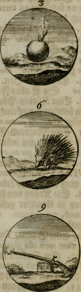 An illustration from Devises et emblemes anciennes & modernes, tirées des plus celebres auteurs, oder, Emblematische Gemüths-Vergnügung : bey Betrachtung siben hundert und funffzehen der curieusesten und ergötzlichen Sinn-Bildern, mit ihren zuständigen teutsch-lateinisch-französisch- und italianischen Beyschrifften, 1695, leaf 68