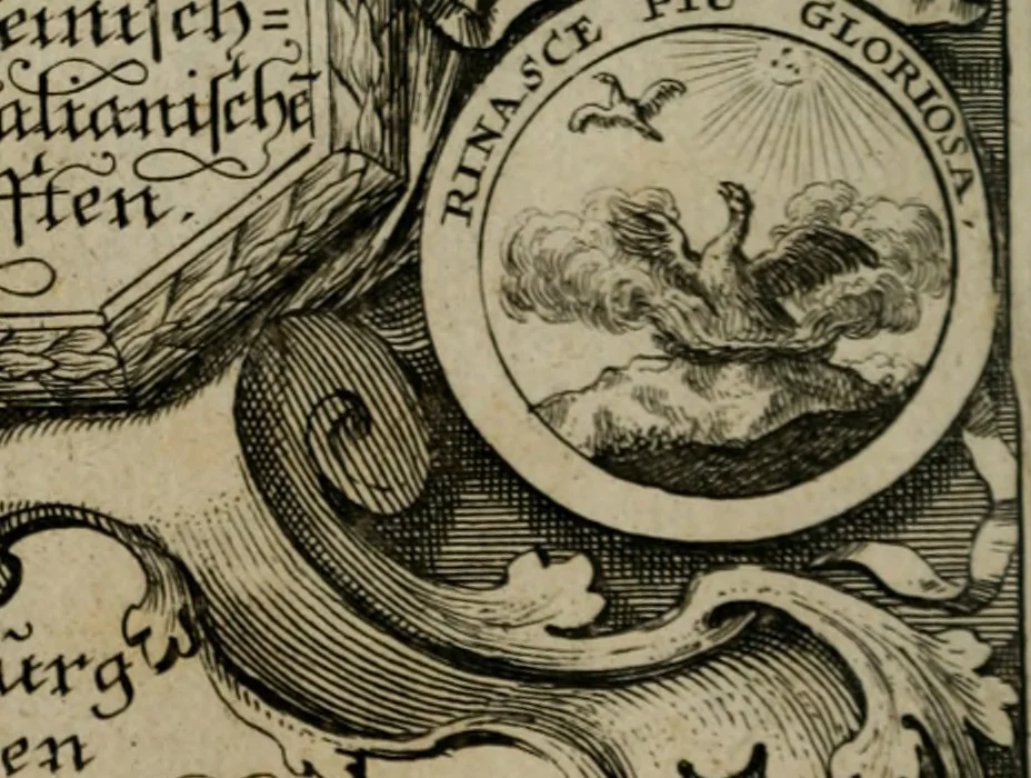 An illustration from Devises et emblemes anciennes & modernes, tirées des plus celebres auteurs, oder, Emblematische Gemüths-Vergnügung : bey Betrachtung siben hundert und funffzehen der curieusesten und ergötzlichen Sinn-Bildern, mit ihren zuständigen teutsch-lateinisch-französisch- und italianischen Beyschrifften, 1695, leaf 7