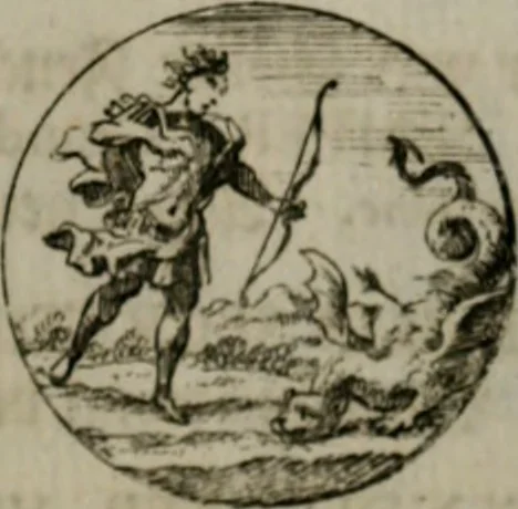An illustration from Devises et emblemes anciennes & modernes, tirées des plus celebres auteurs, oder, Emblematische Gemüths-Vergnügung : bey Betrachtung siben hundert und funffzehen der curieusesten und ergötzlichen Sinn-Bildern, mit ihren zuständigen teutsch-lateinisch-französisch- und italianischen Beyschrifften, 1695, leaf 74