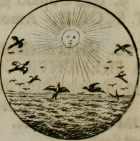 An illustration from Devises et emblemes anciennes & modernes, tirées des plus celebres auteurs, oder, Emblematische Gemüths-Vergnügung : bey Betrachtung siben hundert und funffzehen der curieusesten und ergötzlichen Sinn-Bildern, mit ihren zuständigen teutsch-lateinisch-französisch- und italianischen Beyschrifften, 1695, leaf 76