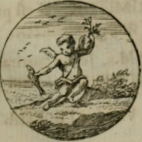 An illustration from Devises et emblemes anciennes & modernes, tirées des plus celebres auteurs, oder, Emblematische Gemüths-Vergnügung : bey Betrachtung siben hundert und funffzehen der curieusesten und ergötzlichen Sinn-Bildern, mit ihren zuständigen teutsch-lateinisch-französisch- und italianischen Beyschrifften, 1695, leaf 80