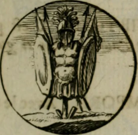 An illustration from Devises et emblemes anciennes & modernes, tirées des plus celebres auteurs, oder, Emblematische Gemüths-Vergnügung : bey Betrachtung siben hundert und funffzehen der curieusesten und ergötzlichen Sinn-Bildern, mit ihren zuständigen teutsch-lateinisch-französisch- und italianischen Beyschrifften, 1695, leaf 82