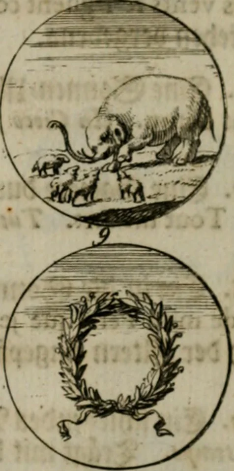An illustration from Devises et emblemes anciennes & modernes, tirées des plus celebres auteurs, oder, Emblematische Gemüths-Vergnügung : bey Betrachtung siben hundert und funffzehen der curieusesten und ergötzlichen Sinn-Bildern, mit ihren zuständigen teutsch-lateinisch-französisch- und italianischen Beyschrifften, 1695, leaf 82