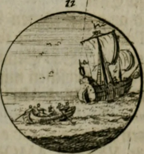An illustration from Devises et emblemes anciennes & modernes, tirées des plus celebres auteurs, oder, Emblematische Gemüths-Vergnügung : bey Betrachtung siben hundert und funffzehen der curieusesten und ergötzlichen Sinn-Bildern, mit ihren zuständigen teutsch-lateinisch-französisch- und italianischen Beyschrifften, 1695, leaf 84