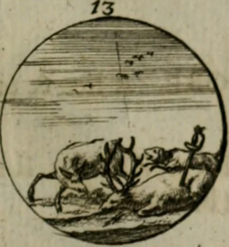 An illustration from Devises et emblemes anciennes & modernes, tirées des plus celebres auteurs, oder, Emblematische Gemüths-Vergnügung : bey Betrachtung siben hundert und funffzehen der curieusesten und ergötzlichen Sinn-Bildern, mit ihren zuständigen teutsch-lateinisch-französisch- und italianischen Beyschrifften, 1695, leaf 86