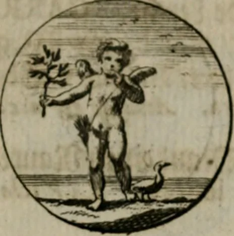 An illustration from Devises et emblemes anciennes & modernes, tirées des plus celebres auteurs, oder, Emblematische Gemüths-Vergnügung : bey Betrachtung siben hundert und funffzehen der curieusesten und ergötzlichen Sinn-Bildern, mit ihren zuständigen teutsch-lateinisch-französisch- und italianischen Beyschrifften, 1695, leaf 86