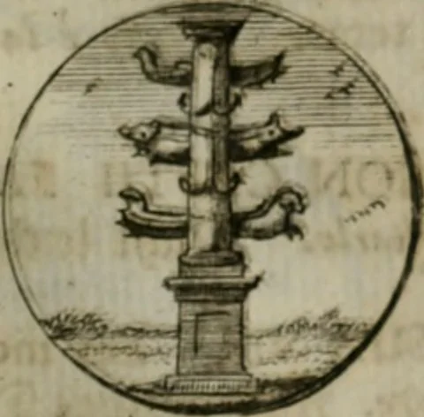 An illustration from Devises et emblemes anciennes & modernes, tirées des plus celebres auteurs, oder, Emblematische Gemüths-Vergnügung : bey Betrachtung siben hundert und funffzehen der curieusesten und ergötzlichen Sinn-Bildern, mit ihren zuständigen teutsch-lateinisch-französisch- und italianischen Beyschrifften, 1695, leaf 92