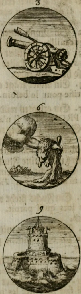 An illustration from Devises et emblemes anciennes & modernes, tirées des plus celebres auteurs, oder, Emblematische Gemüths-Vergnügung : bey Betrachtung siben hundert und funffzehen der curieusesten und ergötzlichen Sinn-Bildern, mit ihren zuständigen teutsch-lateinisch-französisch- und italianischen Beyschrifften, 1695, leaf 92