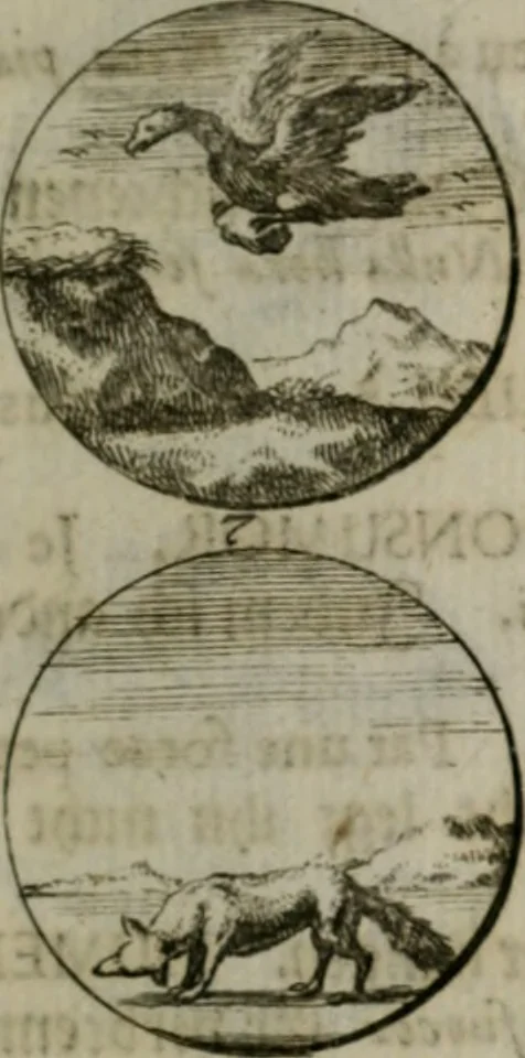 An illustration from Devises et emblemes anciennes & modernes, tirées des plus celebres auteurs, oder, Emblematische Gemüths-Vergnügung : bey Betrachtung siben hundert und funffzehen der curieusesten und ergötzlichen Sinn-Bildern, mit ihren zuständigen teutsch-lateinisch-französisch- und italianischen Beyschrifften, 1695, leaf 94