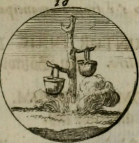 An illustration from Devises et emblemes anciennes & modernes, tirées des plus celebres auteurs, oder, Emblematische Gemüths-Vergnügung : bey Betrachtung siben hundert und funffzehen der curieusesten und ergötzlichen Sinn-Bildern, mit ihren zuständigen teutsch-lateinisch-französisch- und italianischen Beyschrifften, 1695, leaf 96