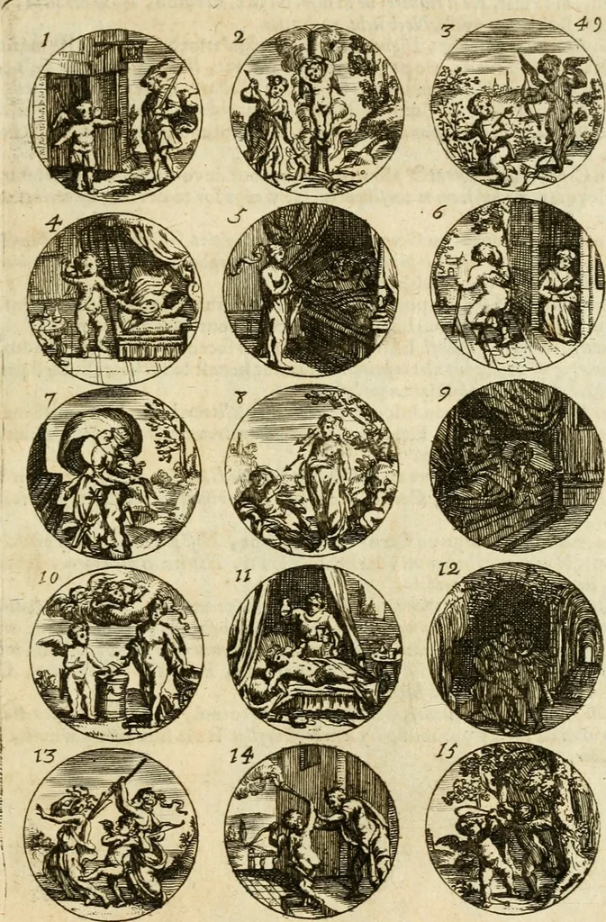 An illustration from Devises et emblemes anciennes et modernes, tirées des plus celebres auteurs : avec plusieurs autres nouvellem[en]t inventées et mises en latin, en francois, en espagnol, en italien, en anglois, en flamand et en allemand, 1712, leaf 102