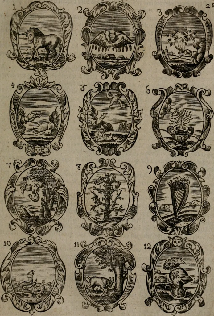 An illustration from Devises et emblemes, anciennes et modernes : tirées des plus celebres auteurs, avec plusieurs autres nouvellemt, inventées et mises, en latin, en françois, en espagnol, en italien, en anglois, en flamand et en allemand, 1693, leaf 50