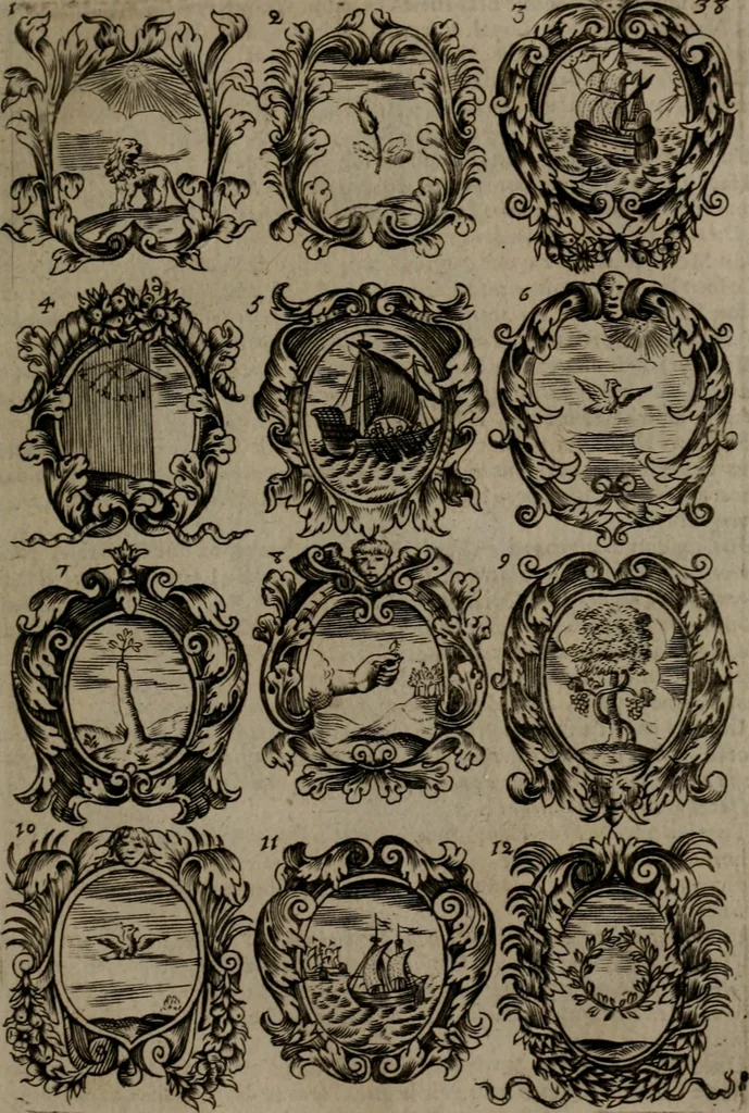 An illustration from Devises et emblemes, anciennes et modernes : tirées des plus celebres auteurs, avec plusieurs autres nouvellemt, inventées et mises, en latin, en françois, en espagnol, en italien, en anglois, en flamand et en allemand, 1693, leaf 82