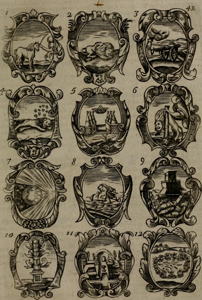An illustration from Devises et emblemes, anciennes et modernes : tirées des plus celebres auteurs, avec plusieurs autres nouvellemt, inventées et mises, en latin, en françois, en espagnol, en italien, en anglois, en flamand et en allemand, 1693, leaf 90