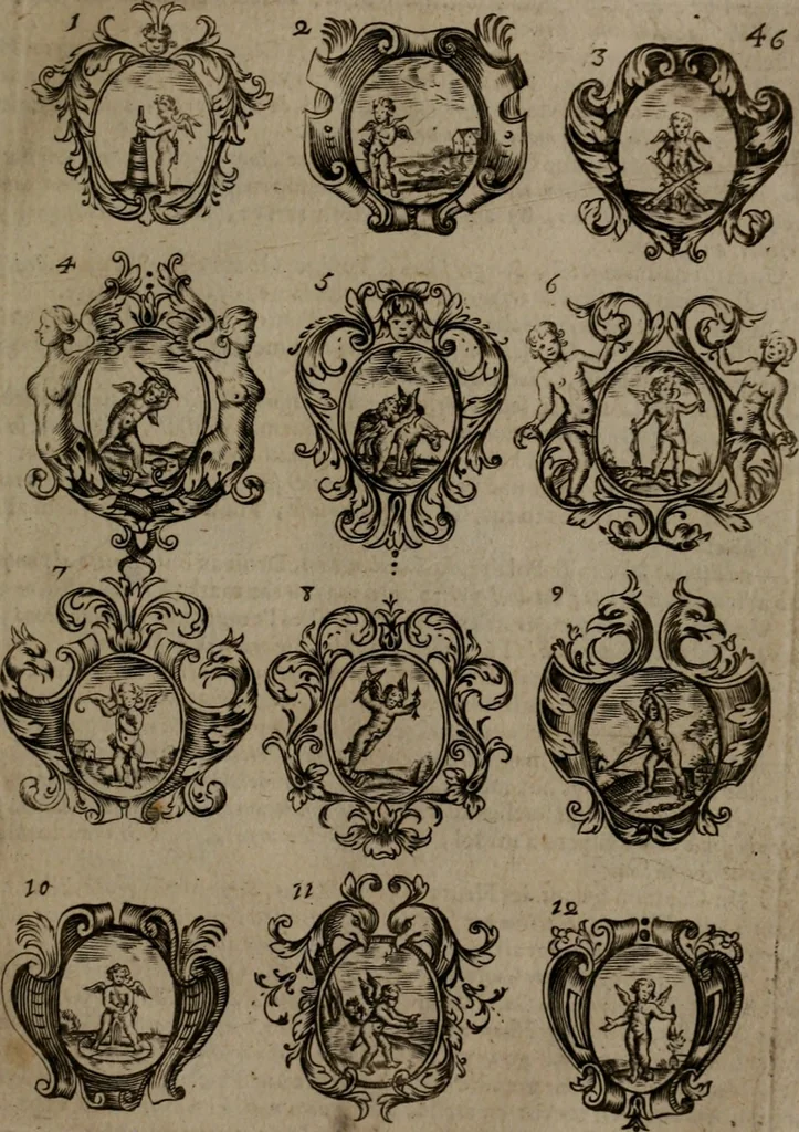 An illustration from Devises et emblemes, anciennes et modernes : tirées des plus celebres auteurs, avec plusieurs autres nouvellemt, inventées et mises, en latin, en françois, en espagnol, en italien, en anglois, en flamand et en allemand, 1693, leaf 98