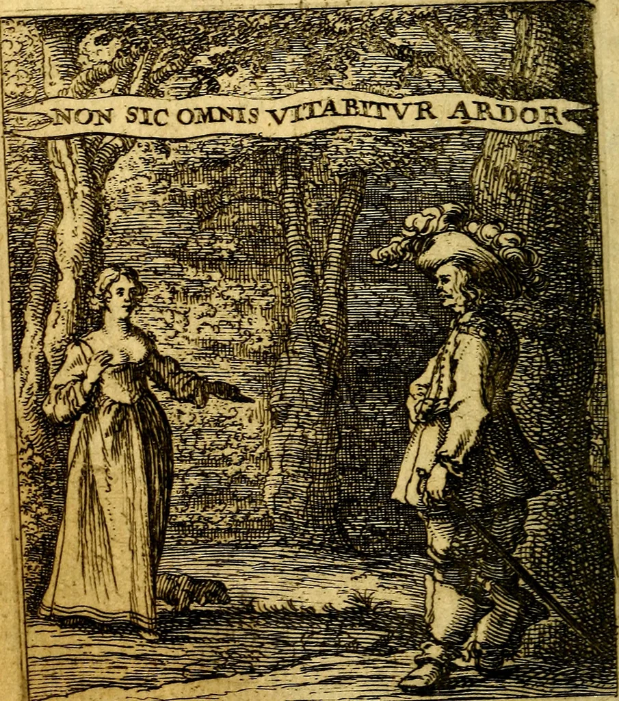 An illustration from Devises et emblesmes d'amour moralisez, 1672, leaf 185