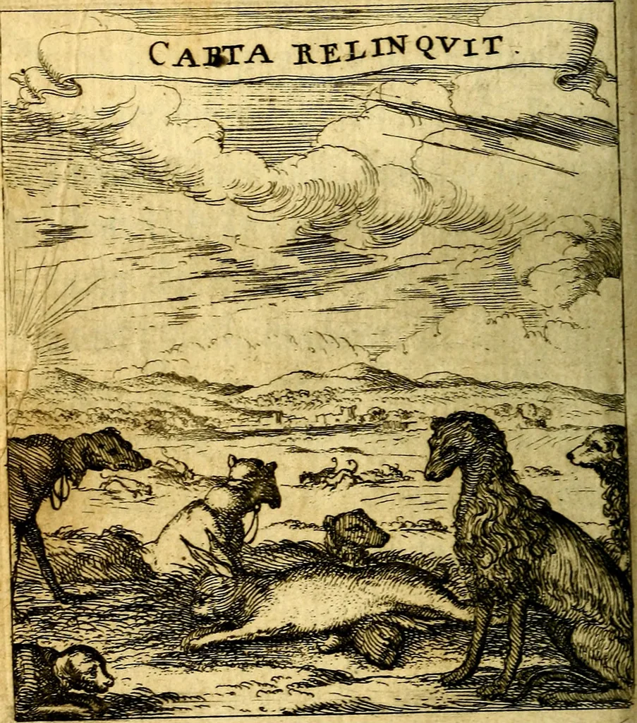 An illustration from Devises et emblesmes d'amour moralisez, 1672, leaf 77