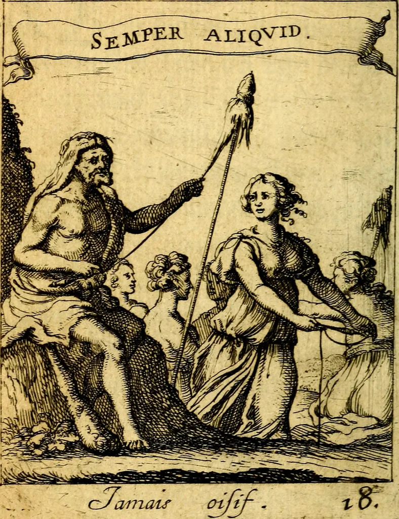 An illustration from Devises et emblesmes d'amour moralisez, 1672, leaf 85