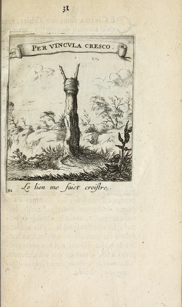 An illustration from Devises et emblesmes d'amour moralisez, 1658, leaf 41