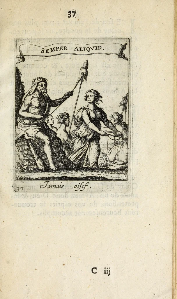 An illustration from Devises et emblesmes d'amour moralisez, 1658, leaf 47