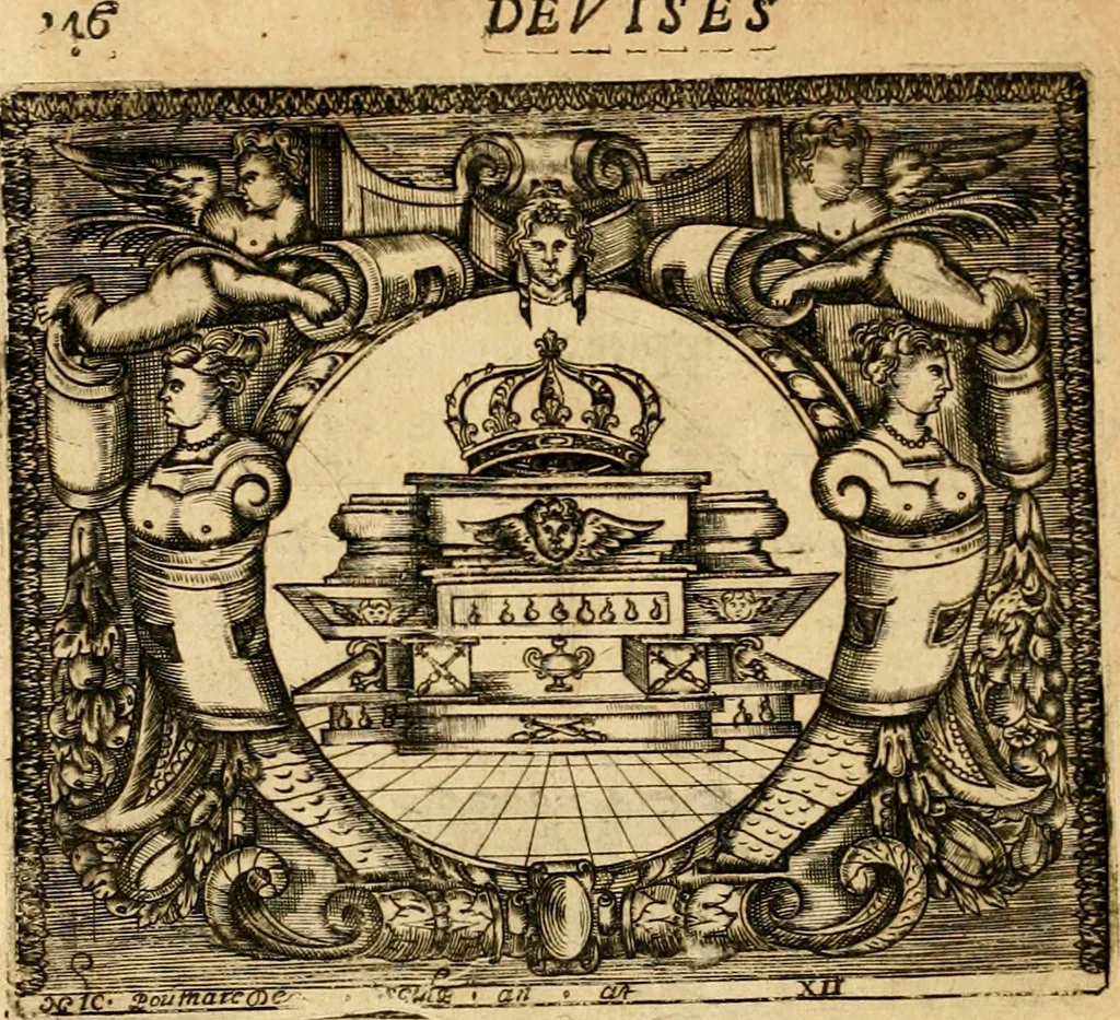 An illustration from Devises panegyriques pour Anne d'Austriche, reine de France, 1667, leaf 383