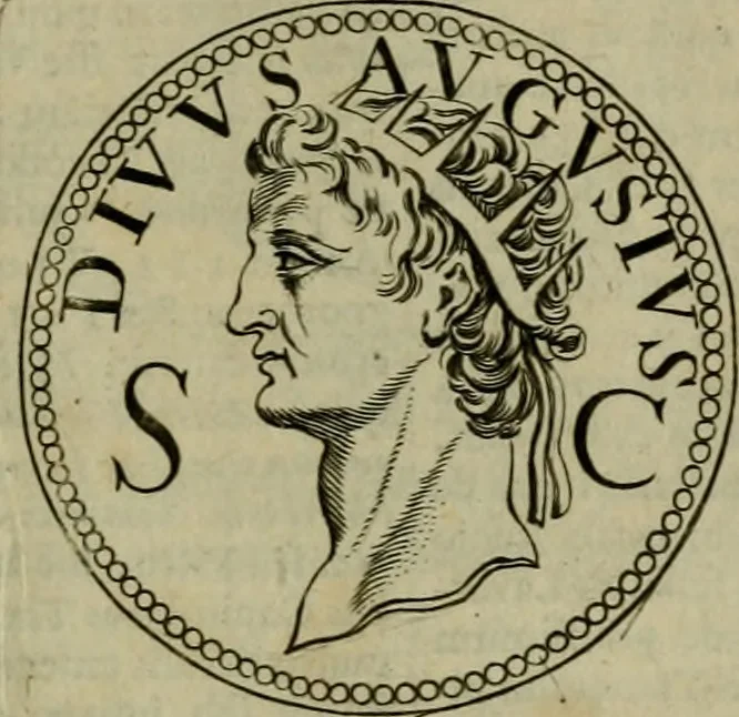 An illustration from De vita et moribus imperatorum Romanorum: excerpta ex libris Sexti Aurelii Victoris, à Caesare Augusto usque ad Theodosium imperatorem. Andreas Schottus compositis tribus M.SS. cum Vett. vulgatis emendabat; scholiis & veris iconibus ex antiquis numismatis delineatis illustrabat. Quibus accesserunt & Eliae Vineti notae, 1669, leaf 10