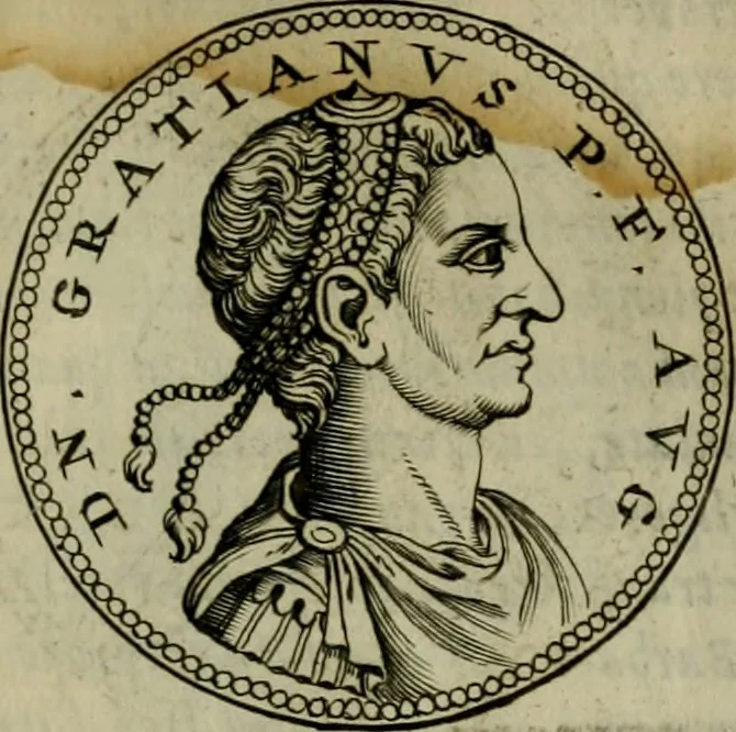 An illustration from De vita et moribus imperatorum Romanorum: excerpta ex libris Sexti Aurelii Victoris, à Caesare Augusto usque ad Theodosium imperatorem. Andreas Schottus compositis tribus M.SS. cum Vett. vulgatis emendabat; scholiis & veris iconibus ex antiquis numismatis delineatis illustrabat. Quibus accesserunt & Eliae Vineti notae, 1669, leaf 120