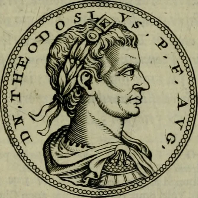 An illustration from De vita et moribus imperatorum Romanorum: excerpta ex libris Sexti Aurelii Victoris, à Caesare Augusto usque ad Theodosium imperatorem. Andreas Schottus compositis tribus M.SS. cum Vett. vulgatis emendabat; scholiis & veris iconibus ex antiquis numismatis delineatis illustrabat. Quibus accesserunt & Eliae Vineti notae, 1669, leaf 122