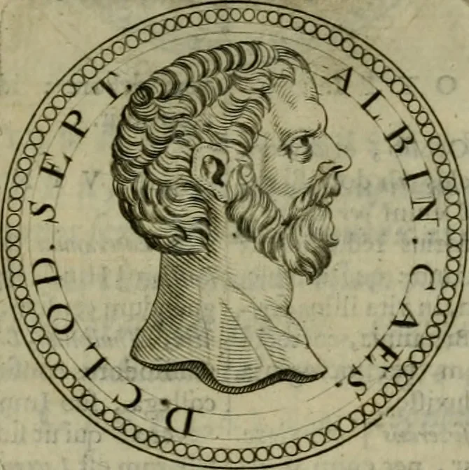 An illustration from De vita et moribus imperatorum Romanorum: excerpta ex libris Sexti Aurelii Victoris, à Caesare Augusto usque ad Theodosium imperatorem. Andreas Schottus compositis tribus M.SS. cum Vett. vulgatis emendabat; scholiis & veris iconibus ex antiquis numismatis delineatis illustrabat. Quibus accesserunt & Eliae Vineti notae, 1669, leaf 78