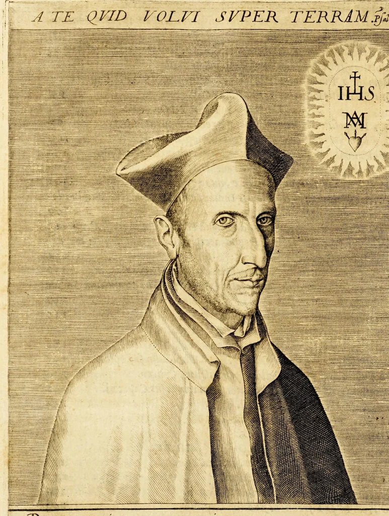 An illustration from De vita Francisci Borgiæ Societatis Iesu praepositi generalis ab Ignatio tertij. libri quattuor., 1596, leaf 12