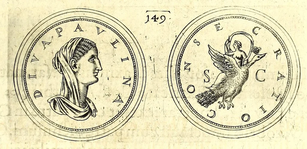 An illustration from De vitis imperatorum et caesarum romanorum : tam occidentalium quam orientalium, nec non vxorum et liberorum eorum, item tyrannorum omnium ... : inde à C. Julio Caesare, primo monarcha, vsque ad D.N. Imperatorem Caesarem Matthiam : vnà cum eorum effigiebus & symbolis ..., 1615, leaf 119